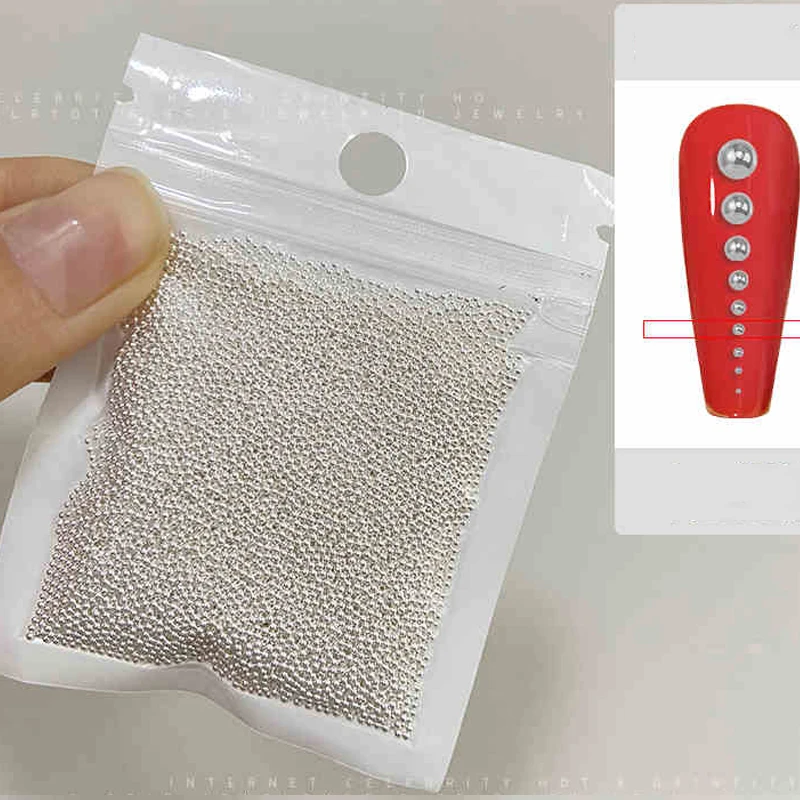 50 g/worek -1mm kawior stalowe małe koraliki do paznokci 3D złota/srebrna stalowa kulka zawieszki do paznokci DIY lustro ze stali nierdzewnej kulka do Manicure — zdjęcie 6