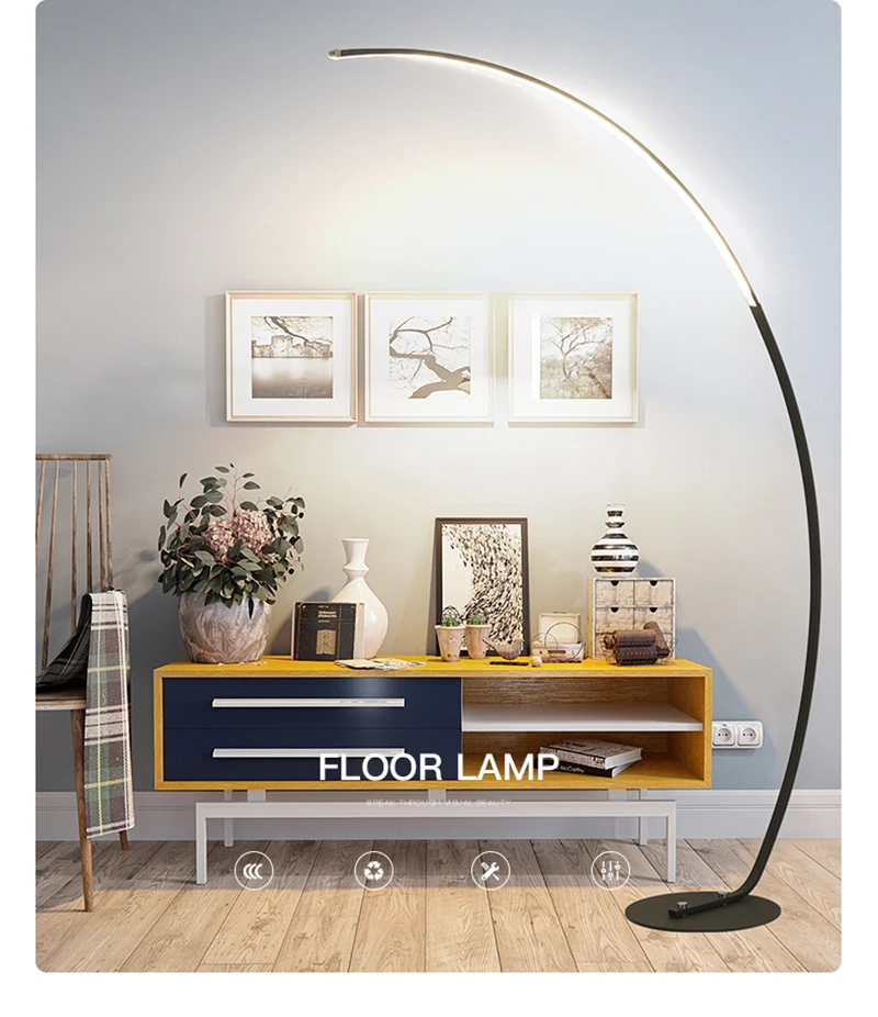 Nordic LED Corner Floor Lamp Simple Black White Floor Light For Dining Room Living Room Bedroom Study Home Decor Stand Light