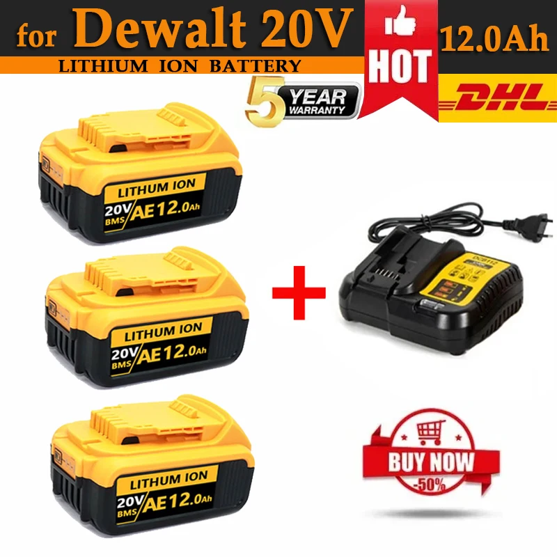 

Original Battery 12000mAh 20V for Dewalt Power Tool Batterys DCB206 20V BatteryDCB184 DCB180 DCB182 DCB201 DCB200 DCB203 DCB205