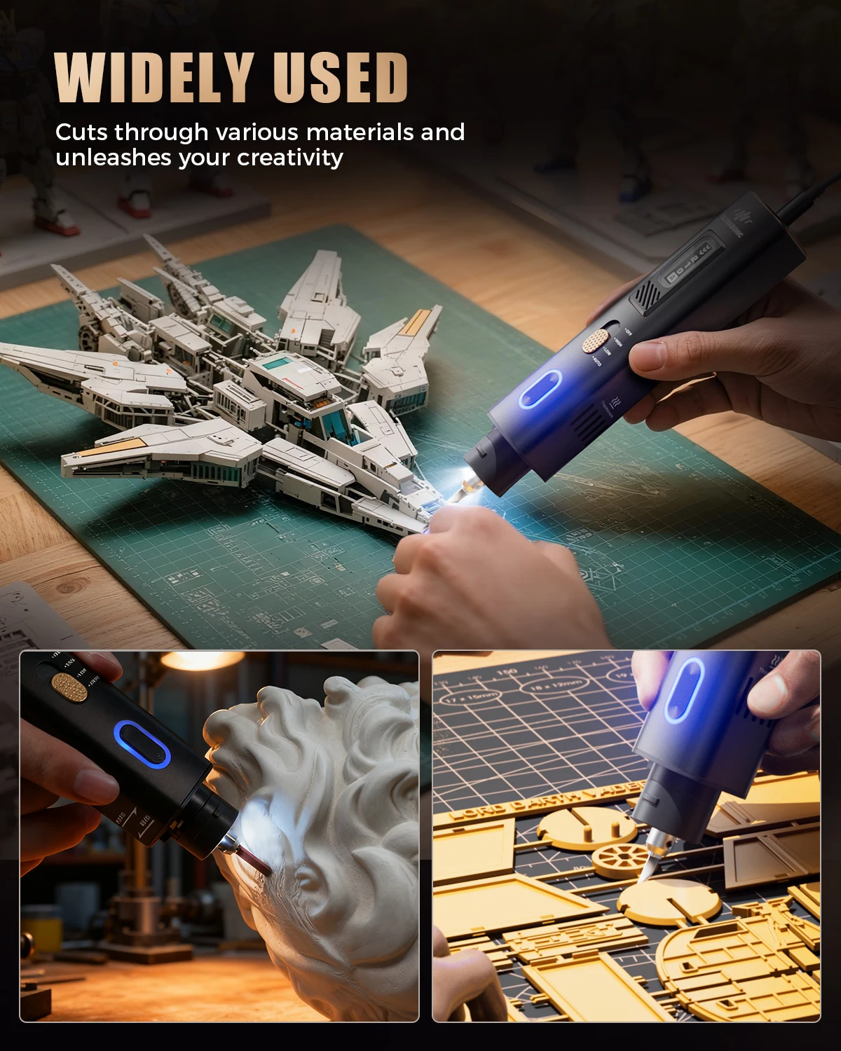 Jakemy JM-Y10 PRO Ultrasonic Cutting Knife Overheat Protection DIY Electric Cutting Carving Grinding Tool Suitable Model Board