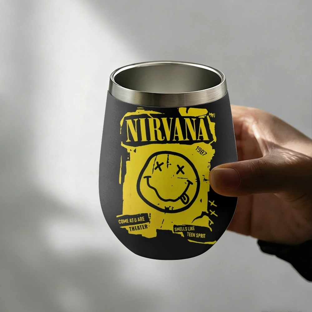 Rock Band N-nirvana Vacuum Flasks 12oz Insulated Wine Tumbler Vacuum Coffee Mug Egg Shape Thermos Cup - view 5