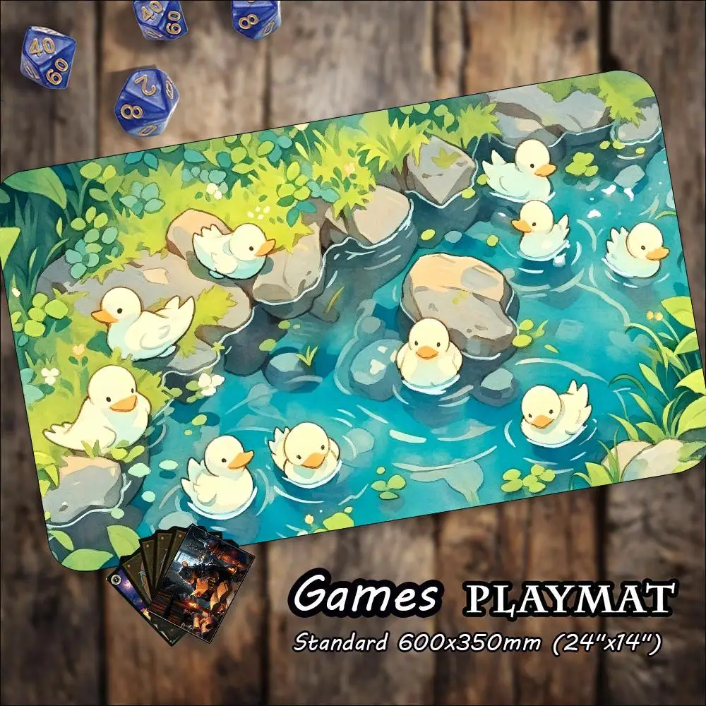 Duck Pond Anime Large Game Playmat Non Slip Rubber Desk Mat For Card Board Game Keyboard Mouse Smooth Surface Desktop Workspace
