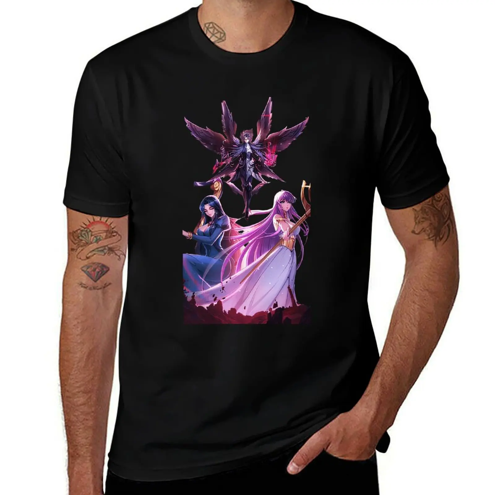 

Classic Cotton T-Shirt for Men Essential Everyday Casual Tee Saint Seiya Bronze Saint Gold Saint Athena Hades Pandora Specters