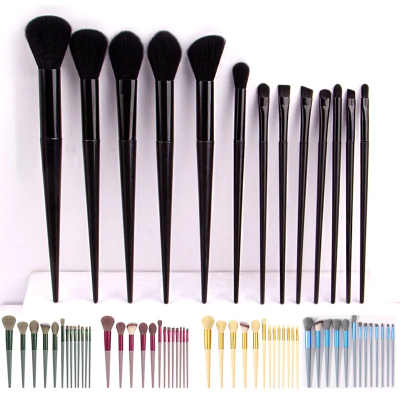 Conjunto de 13 Pincéis de Maquiagem Portáteis para Viagem, Pincéis Cosméticos para Base, Pó, Sombra e Blending