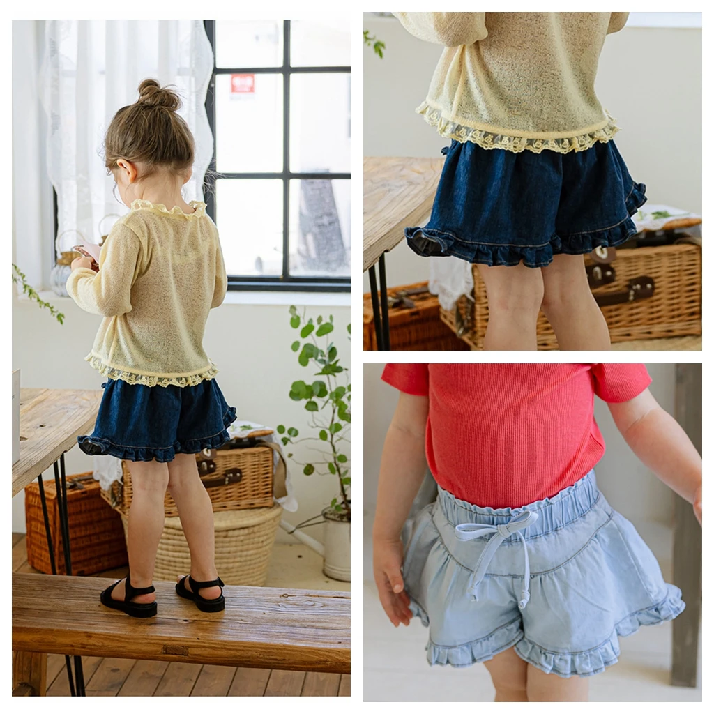 

Summer 2024 Fashion Kids Girls Kids Sweet cute filmy edge loose comfortable jeans Pant in stock