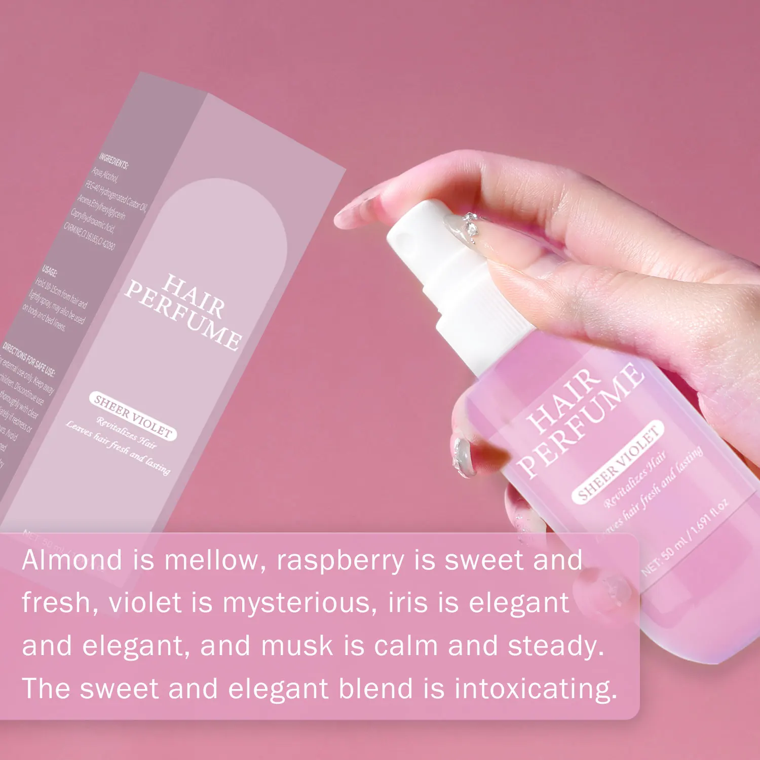 50ml Sheer Violet Hair Perfume Spray Long Lasting Fragrance Refreshing Hair Scent Mist Fresh Smell for Hair & Body Portable Hair
