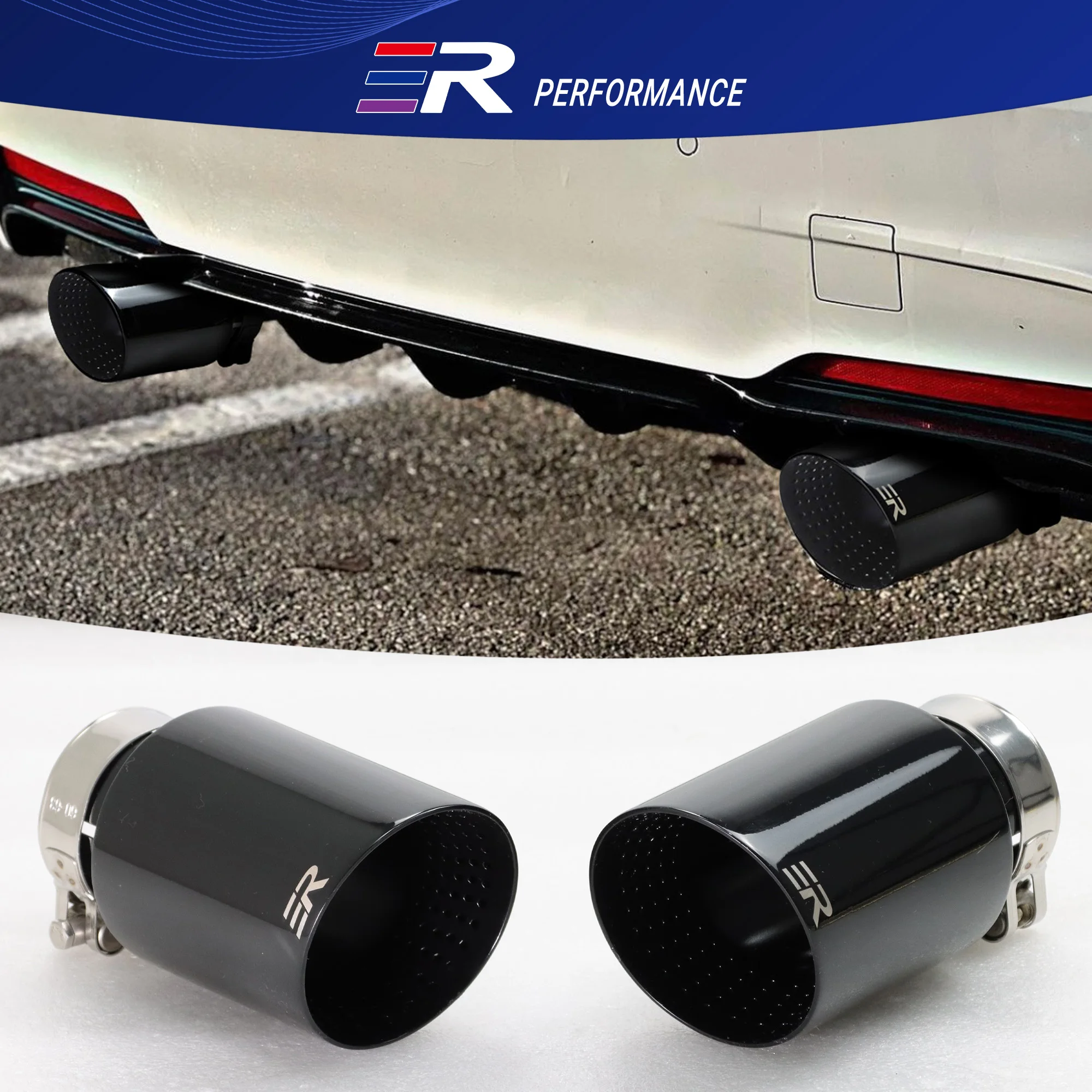 

ER Exhaust Racing Black Exhaust Tips Stainless Steel Car Muffler Tailpipe popular Decoration Muffler Nozzles