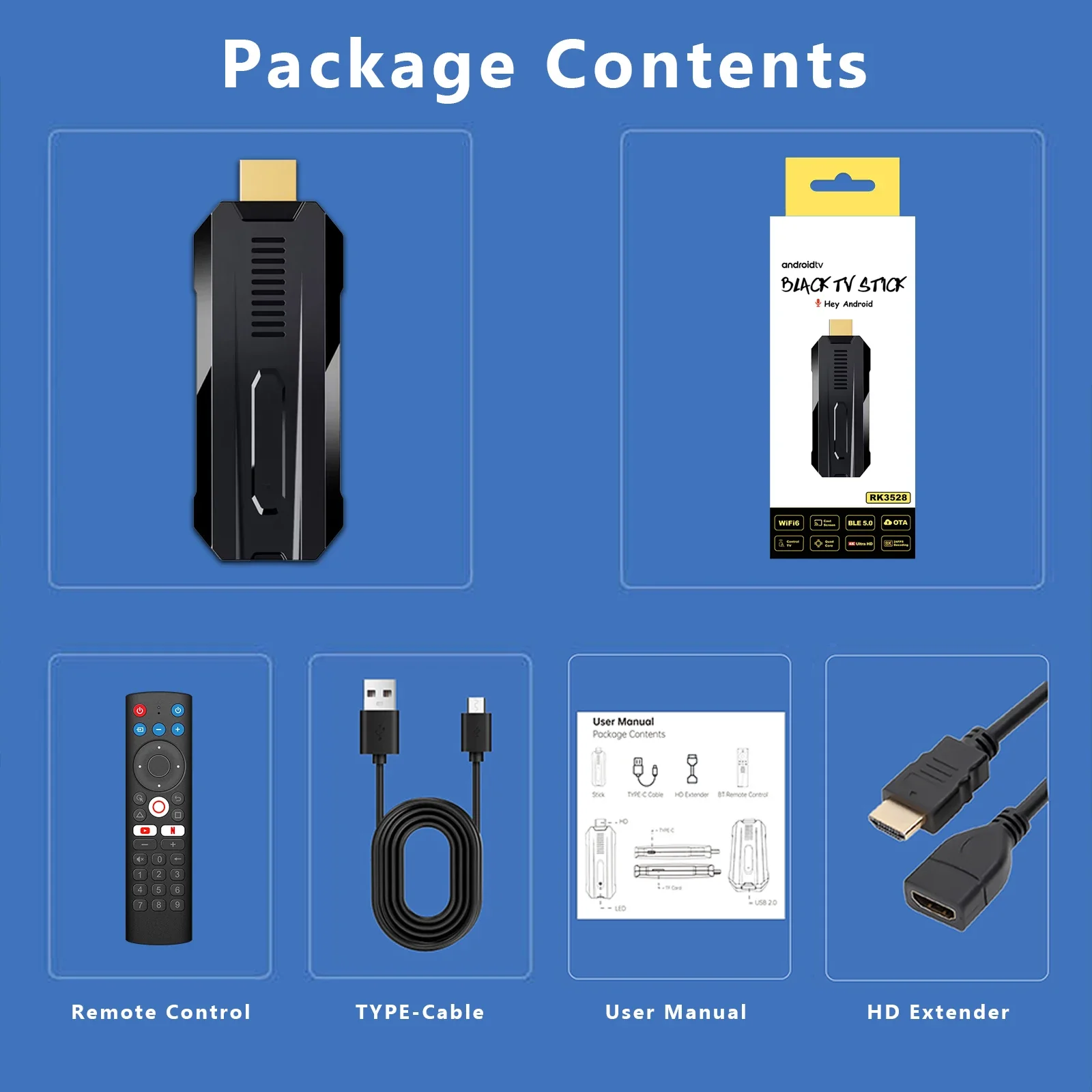 BOXPUT iATV R3 Smart TV Stick RK3528 Chip USB Android 13 2.4 g5g Dual WiFi BT Media Player 8K TV Fire Stick Android Voice Remote