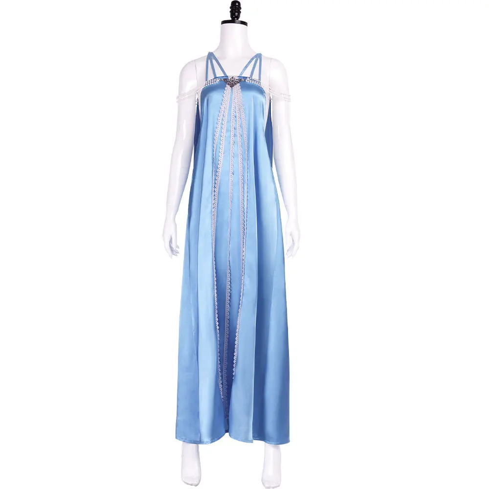 Padme Naberrie Amidala Slip Dress Blue Cosplay Costume Movie Character Halloween Masquerade Performance Clothing for Women