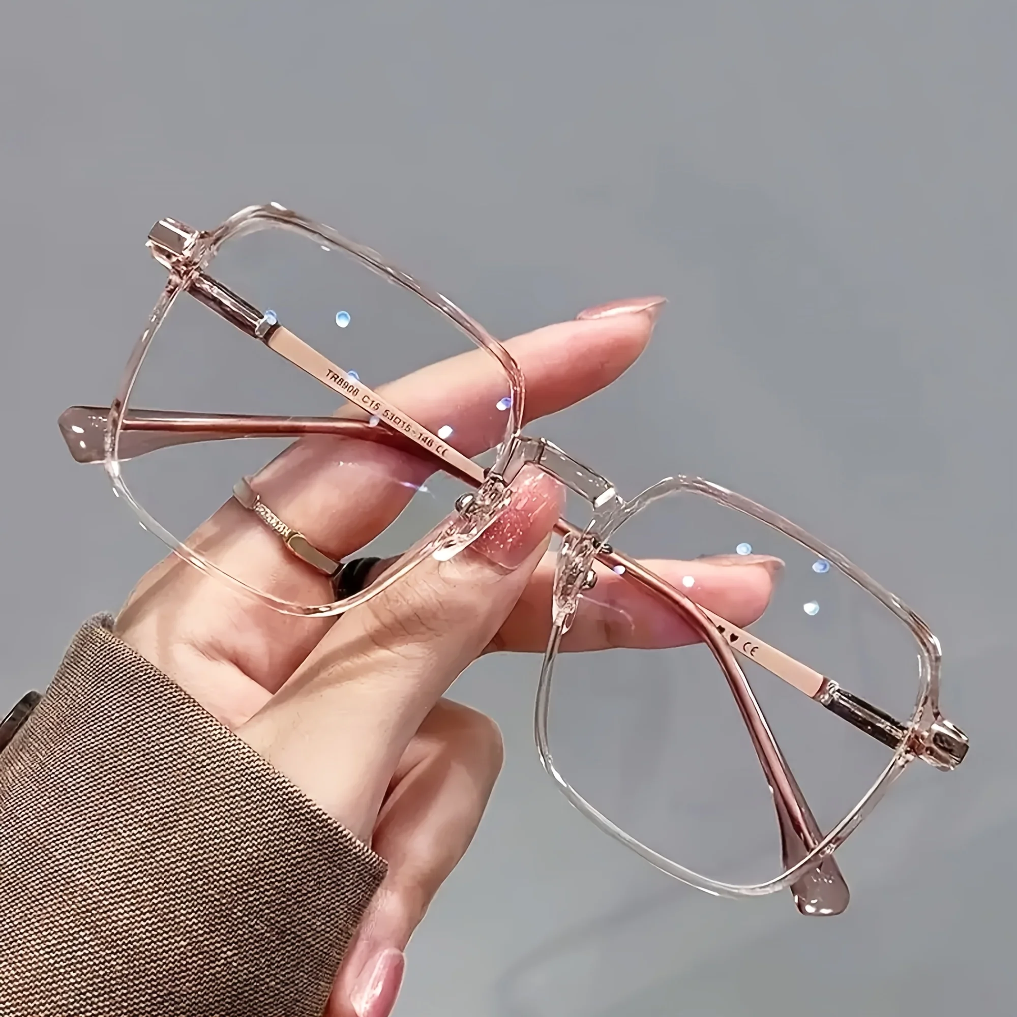 

Extra-large square-shaped casual sunglasses, unisex, blue light blocking flat lenses