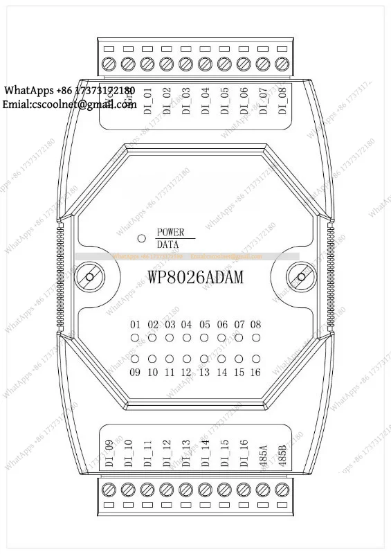 WP8026ADAM 16DI Digital Input Module Optocoupler Isolated RS485 MODBUS RTU Communication