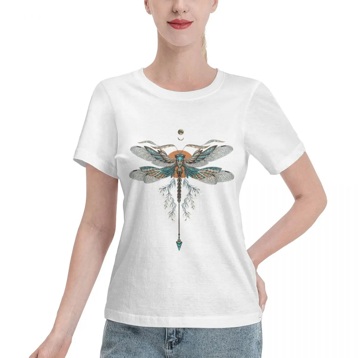 Bulk Wholesale Dragon Fly Tattoo Women's T-shirt Retro Korean Fashion Top