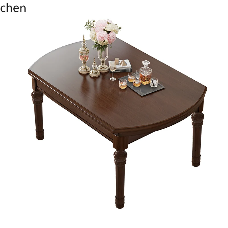HT American solid wood dining table retractable folding household variable round dining table deformed round small apartment