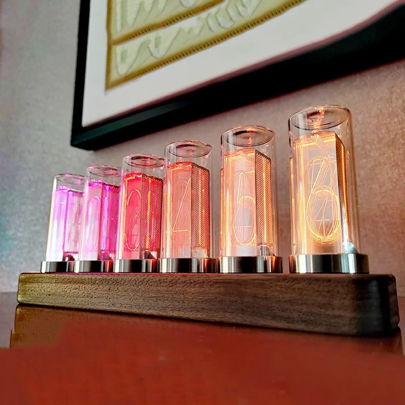 Vintage Nixie Tube Table Clock Led Digital Desk Watch Aesthetic Luxury Office Tabletop Clocks Decorative Bedroom Desktop Watches