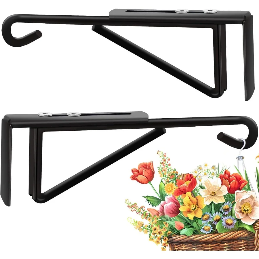 

Регулируемые виниловые крючки для забора 0,93 для подвешивания растений над перилами, вешалки для растений, уличные черные сверхпрочные стальные покрытые сталь