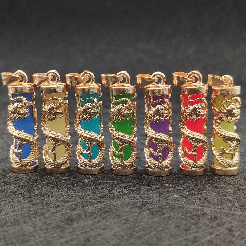 5 قطع، قلادة مضيئة، تنين ملفوف، تنين ذهبي، مجوهرات، إكسسوارات قلادة، مناسبة لصنع المجوهرات بنفسك