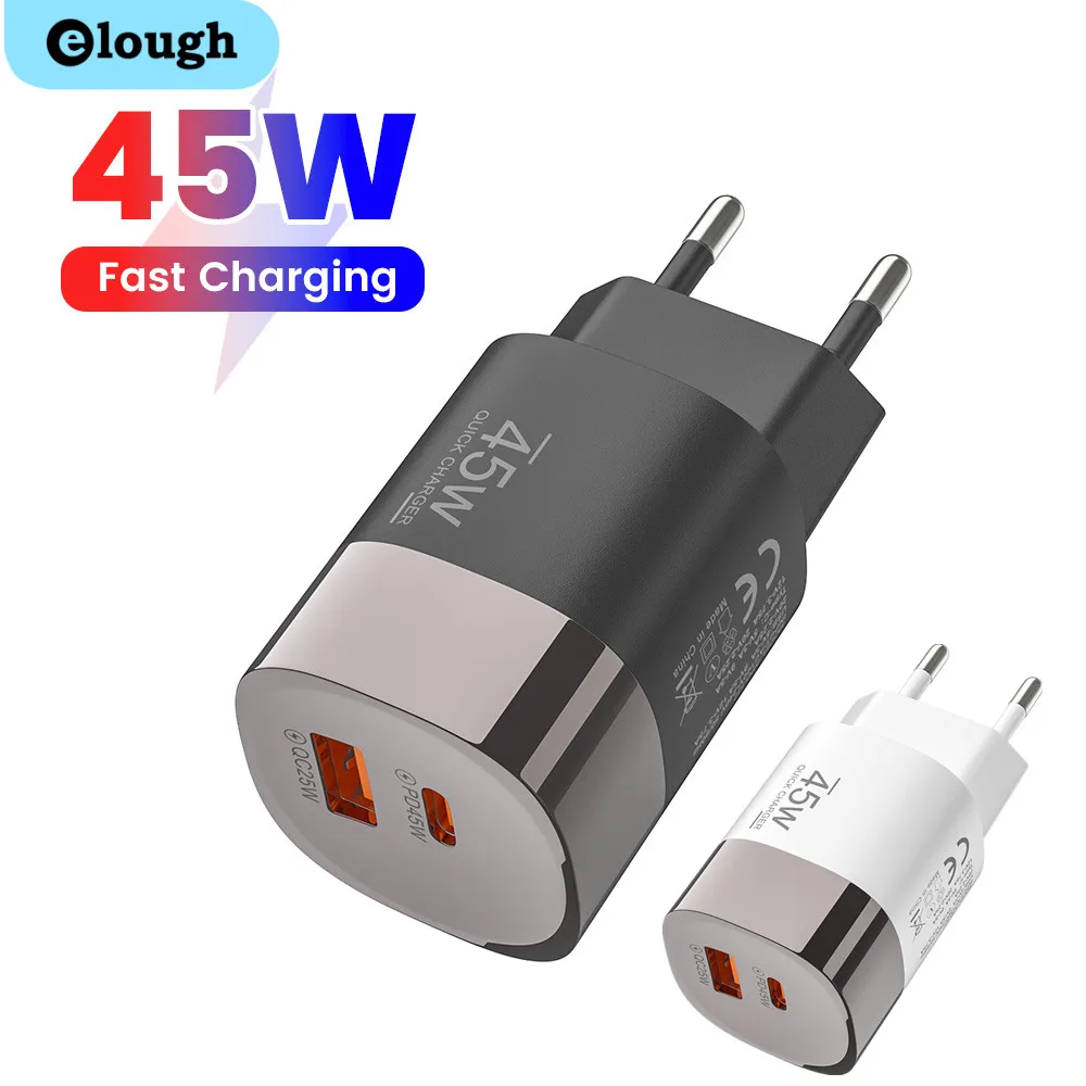 Chargeur USB 45W à charge rapide Type C pour iPhone 17 16 15 Samsung Galaxy S25 S24 Xiaomi Adaptateur PD