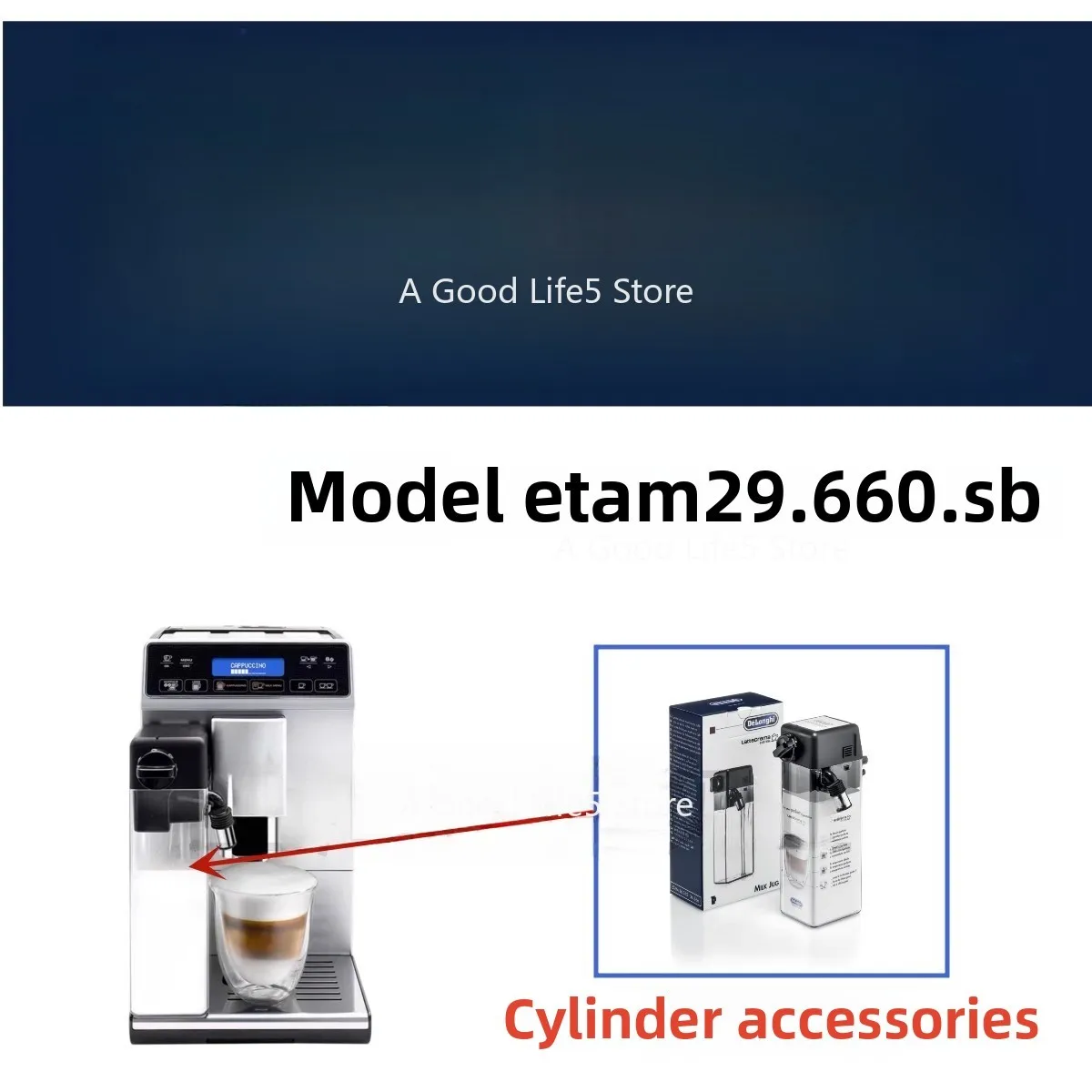 

Suitable for Delong Automatic Coffee Machine ETAM29.660 Water Tank Milk Tube Slag Box Tray Milk Tank Delong Parts Center
