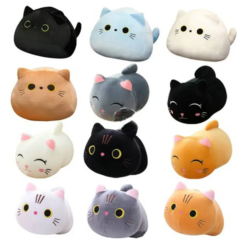 18/25CM Lovely Cartoon Cat Dolls Stuffed Soft Animal Kitten Plush Pillow Toys Kawaii White Black Cat Gift for Boys Girls