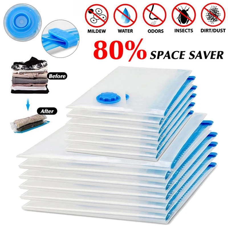 Home Vacuum Bag for Clothes Quilt Clothes Quilt Seal Compressed Transparent Storage Bags Travel Foldable Saving Space Packing