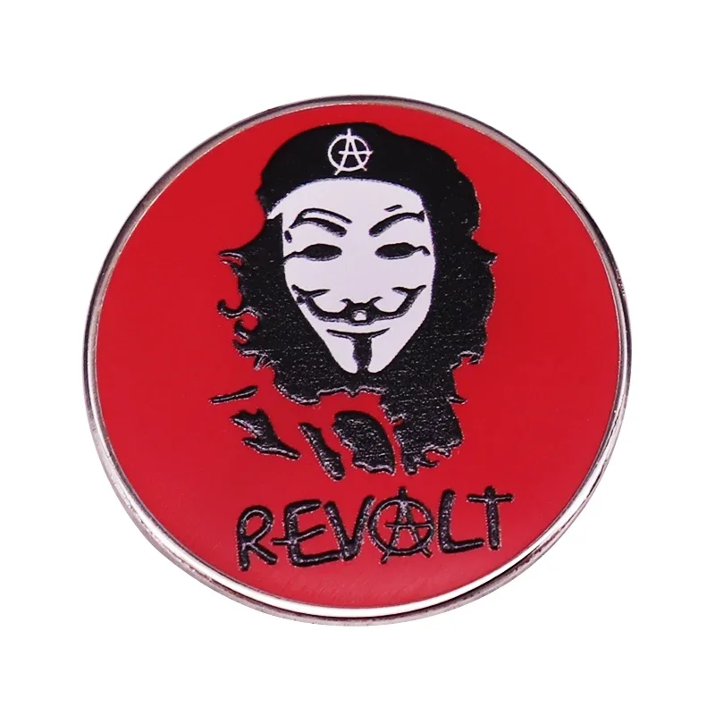 V For Vendetta & Che Guevara Enamel Pin Anarchy Anonymous / Guerilla Socialist Communist Brooch Countercultural Symbol Badge