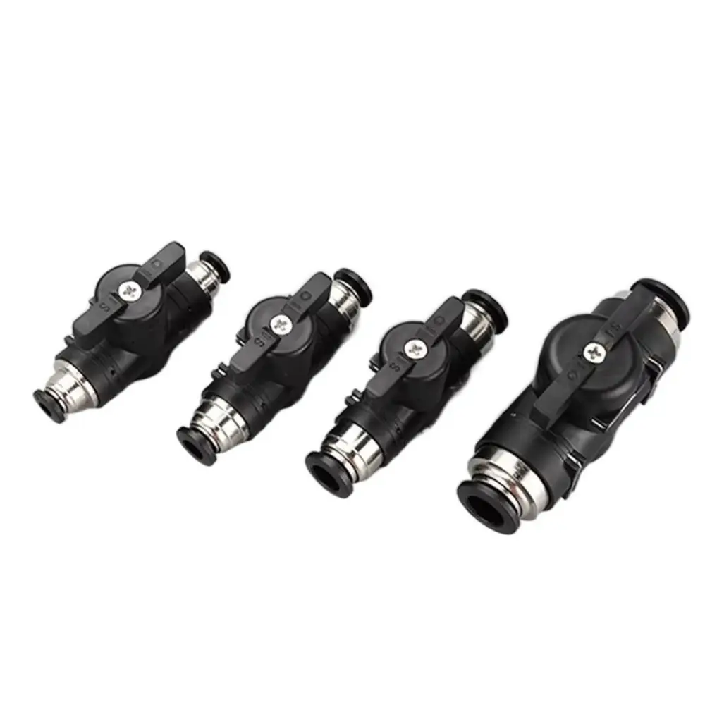 BUC Hand Valve Hand Push In Quick Joint Connector Pneumatic Valve Black BUC Fitting Turn Switch Pneumatic Threaded Joint