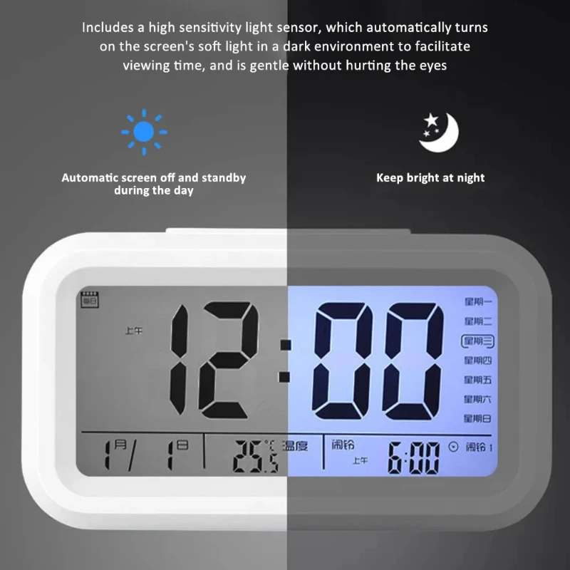 Xiaomi Youpin Smart Clock Digital Mini LED Electronic Alarm Desktop Table Calendar Temperature Display Home Office Silent NEW