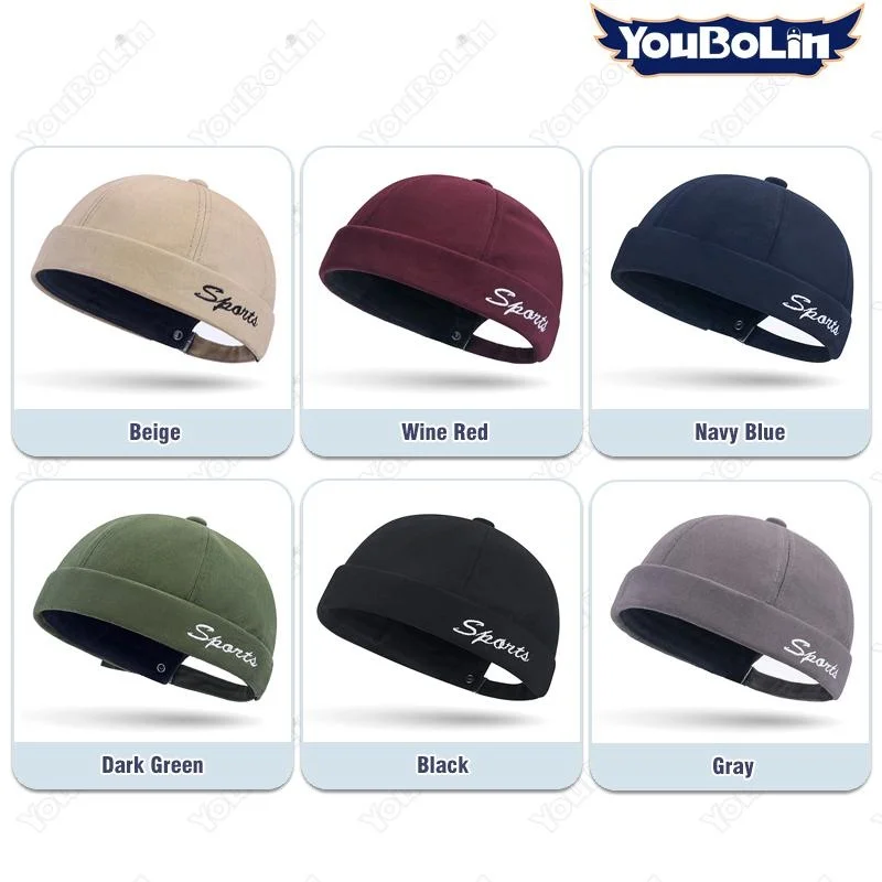 Trendy Unisex Street-Style Hip-Hop Skull Cap,Vintage-Style Fisherman Beanie Hat,Rimless Melon-Top Cap