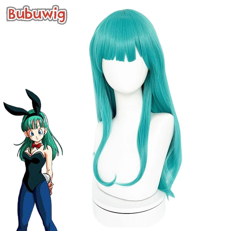 Bubuwig pelo sintético Bulma pelucas de Cosplay Dragon Ball Bulma 60cm moda mujer larga recta azul verde peluca de fiesta resistente al calor