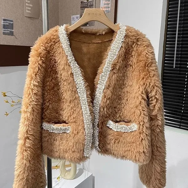 2024 Inverno Nuovo Sle ort Pelliccia di Agnello Jaet Cappotto Integrato in Pelle di Lana Anti-Invecchiamento da Donna Lungo Sve ket