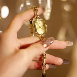 Montre-bracelet rétro pour femme, petit bracelet nardoré, acier inoxydable étanche, luxe abordable, art classique, montre à quartz pour femme