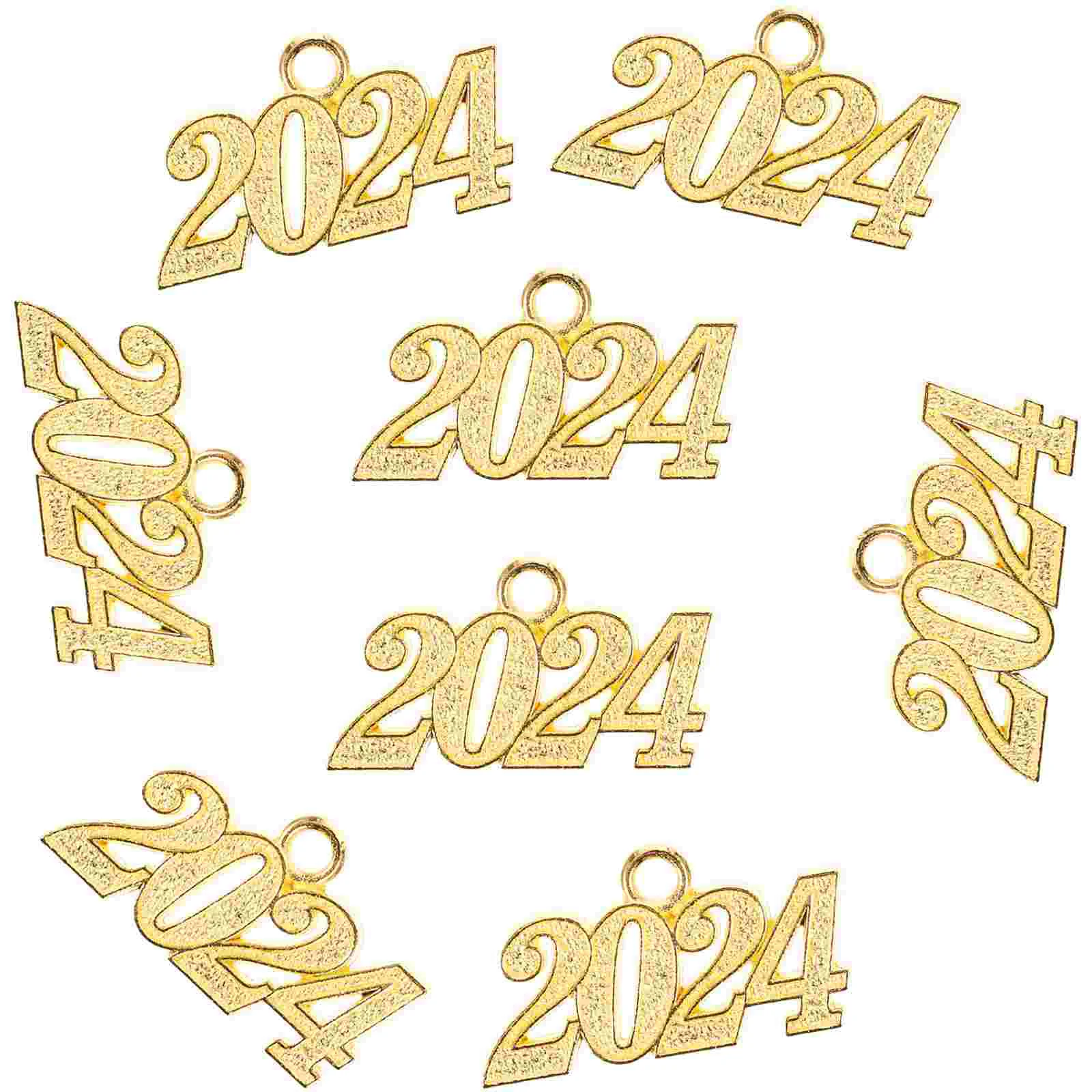 

50 Pcs 2024 Pendant Key Rings Graduation Charms Number Pendants Earrings Crafts Jewelry Making Alloy Mother DIY Accessory