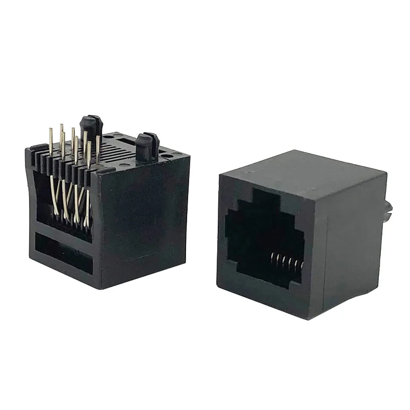 

15PCS RJ45 socket Earless 5222 Network port fully plastic earless 180 degree 8P8C plug-in with mushroom feet