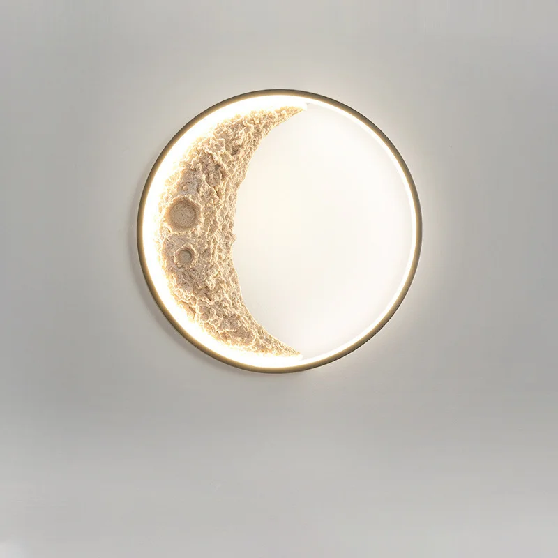 

Nordic Luxury Internet Celebrity Moon Background Wall, Bedside Wall Lamp, Simple Modern Entrance Staircase Moon Lamp