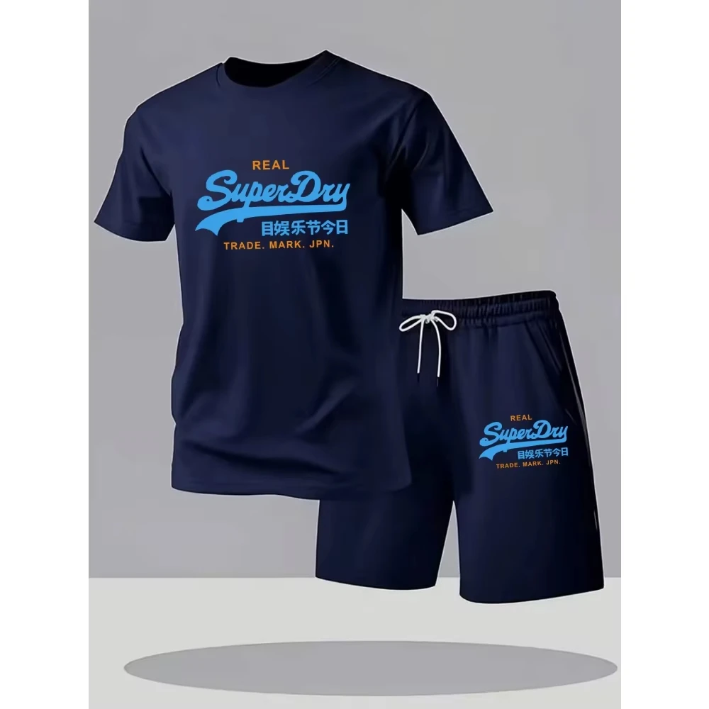 

Men's 2026 Summer New Men Sets Men Clothing Casual Tshirt +Short Two-piece Oversize Men's Breathable Sports Suit 2-piece Set