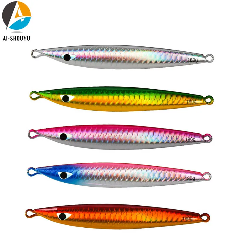 

AI-SHOUYU 2023 New Metal Jigging Lure 120g/150g/180g Fishing Spoon Jig Lead UV Hard Bait Sea Fishing Gears