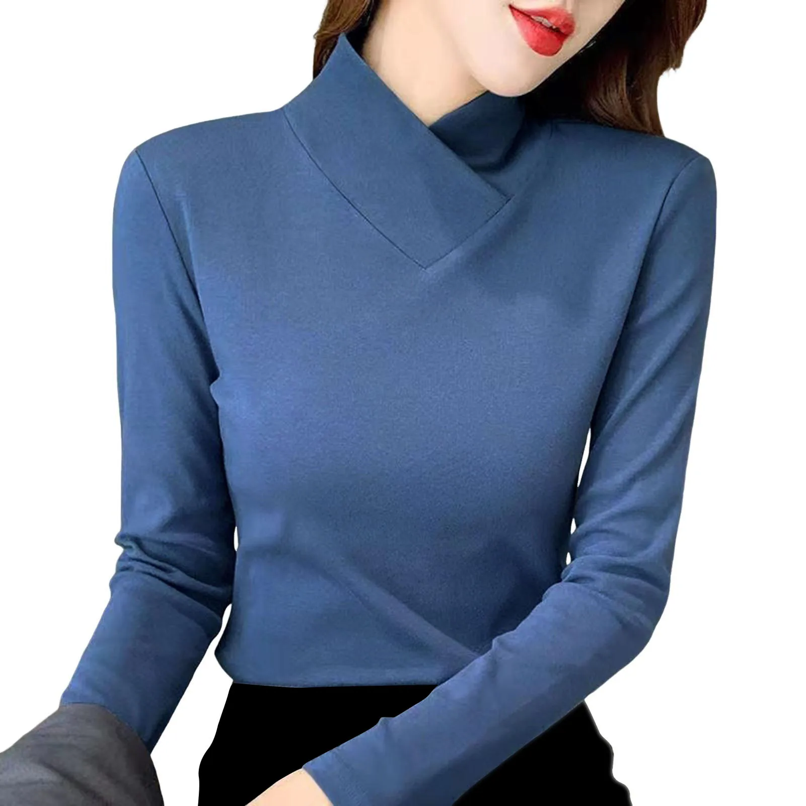 

Autumn and Winter T Shirt Velvet Fabric Turtleneck Bottoming Tee Shirt Korean Simple Casual Tops Long Sleeve T-shirt Keep Warm