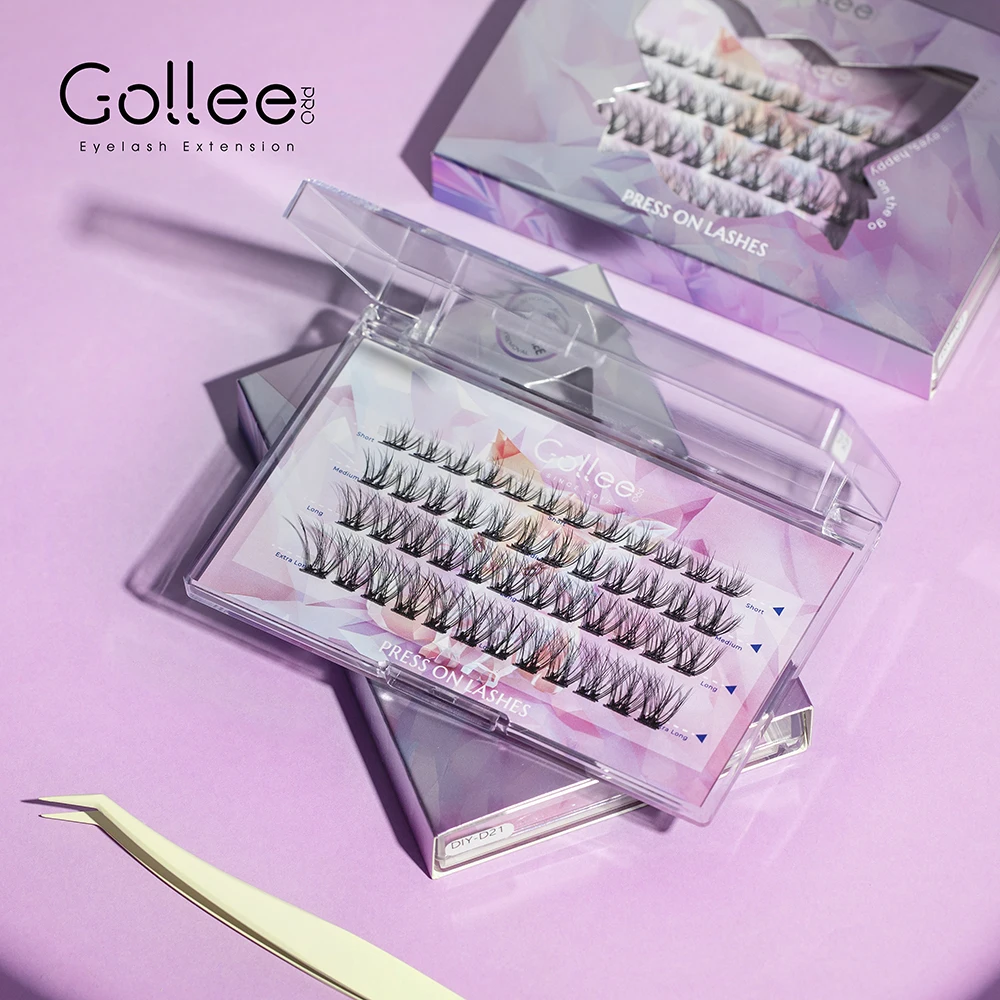 

Самоклеящиеся кластеры для ресниц Gollee — без клея, без беспорядка, смешанная длина 10–16 мм, мгновенное расширение глаз и объемный эффект
