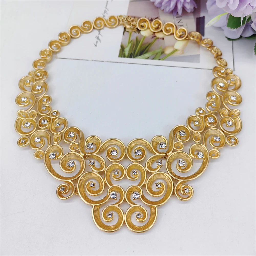 ESALE Italian Dubai Simple Style Big Bold Necklace Luxury Quality African Bride Beads Jewelry Set For Women Party Gifts