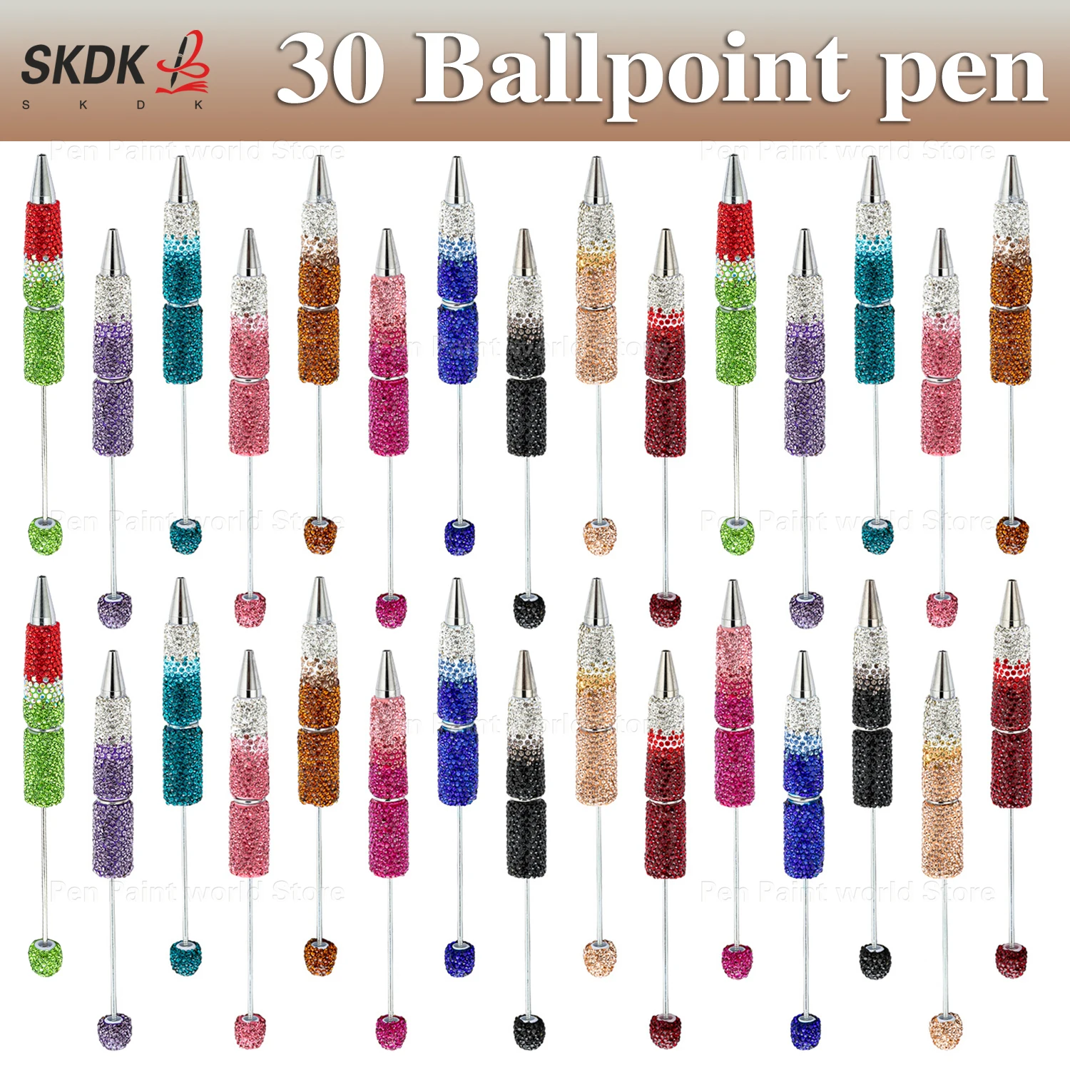 

30Pcs Creative DIY Bead Pen - Ballpoint Pen for Kids & Adults, Perfect for Party Decor & Unique Gifts