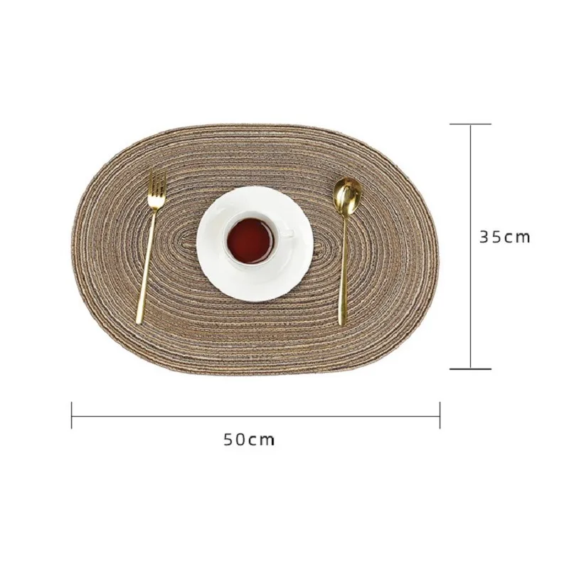 1/4/6/10PCS 35x50cm Big Placemat Round Oval Shaped Braided Natural Woven Table Mats Vinyl Dining Table Pads Indoor/Outdoor 식탁매트