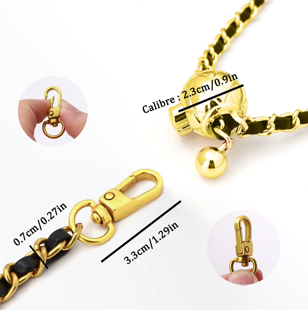 حزام كتف بسلسلة معدنية قابلة للتعديل، تصميم عصري، إكسسوار حزام حقيبة الكتف.