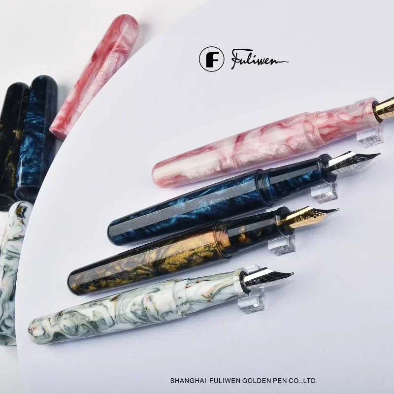 new-fuliwen-017-fountain-pen-gold-silver-blade-nib-classic-resin-business-signature-pen-luxury-writing-students-gift-ink-pen