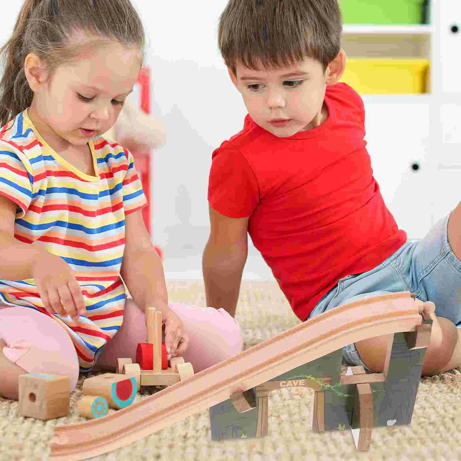 Accesorios de tren de pista, juguete de puente para niños, puzle de madera a granel, piezas de juguete para niños