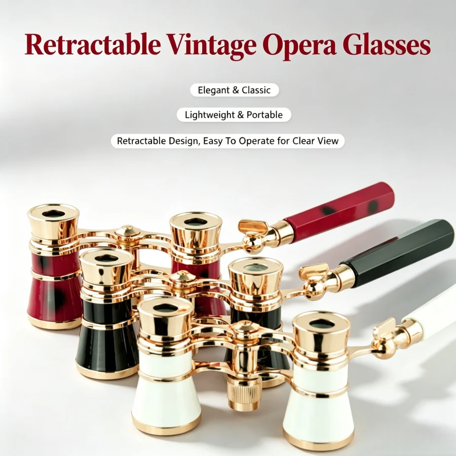 3x25 Theater Binoculars Mini Compact Opera Glasses with Chain & Handle for Opera, Musicals, Concert Watching Stage Performance