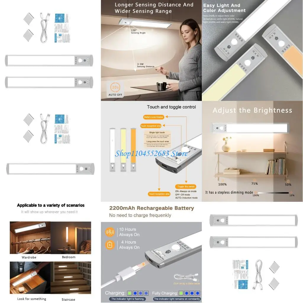 

Y6GD 32CM Attractive LED Lamp Club Including 66 LED Globes Motion Transducer and 3 Color Approaches for Cabinet and Night Use