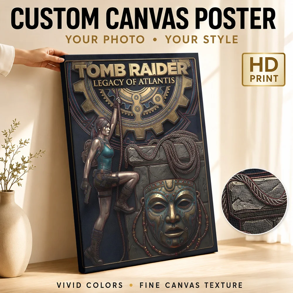 Tomb Raider Legacy Of Atlantis Framed Canvas Print Poster Personalized Modern Aesthetic Wall Art for Living Room Bedroom Decor
