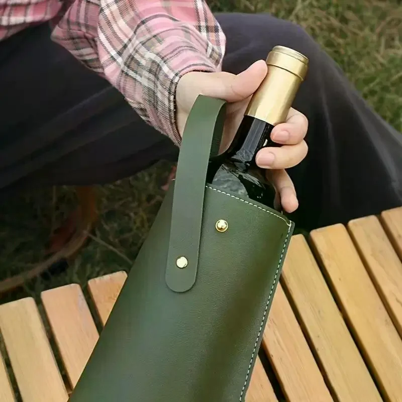 Wine Packaging Bag Fake Leather Wine Tote Carrier Stylish Wine Bottle Champagne Protective Bag With Handle For Party