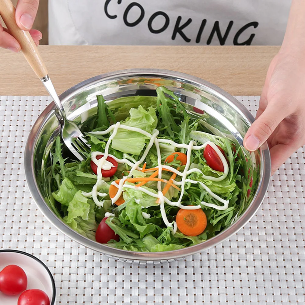 

3 pcs Stainless Steel Rice Bowls Kitchen Prep Small Vegetable Breakfast Cooking Bowl Set Flat Base Dog Food for Kitchen