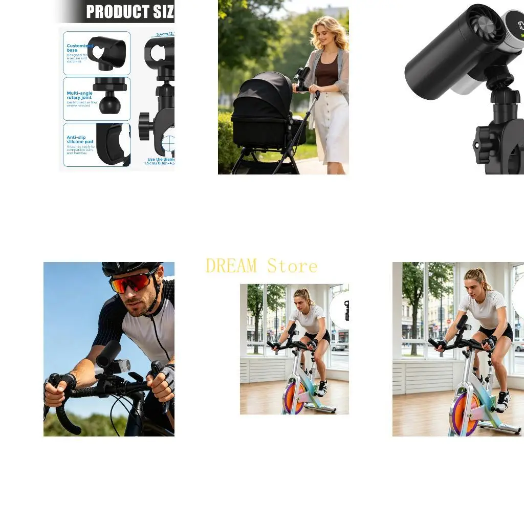 Stroller Fan Holder for Shark Round Handlebar Clamp Mount with Adjustable Viewing for Walks, Workouts, and Daily Travel Best